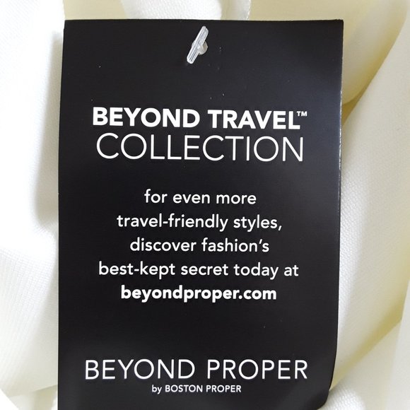 BOSTON PROPER Ivory Sleeveless Chiffon Overlay Dress - Picture 7 of 9